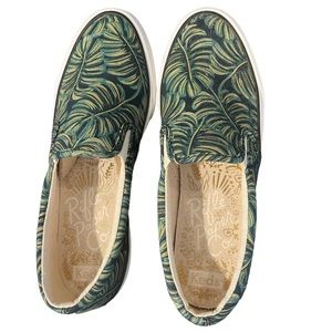 Keds x Rifle Paper Co brand new monstera leaf slip on, size 7, green